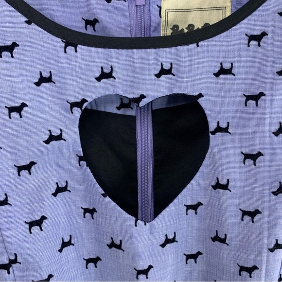 Ducks in a Row Purple Dog Print Heart Cutout Fit & Flare Dress, size S - Picture 5 of 14